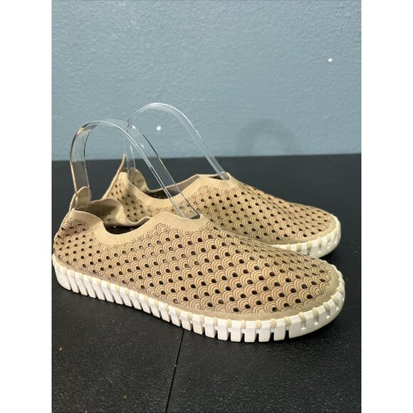 Ilse Jacobsen Shoes Womens Sz 37 Tan Tulip Perforated Slip On Cushioned Loafer - Picture 1 of 7